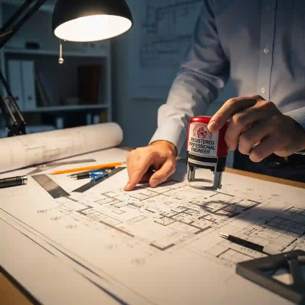 A local PE for container home reviewing structural drawings and stamping plans for permit approval