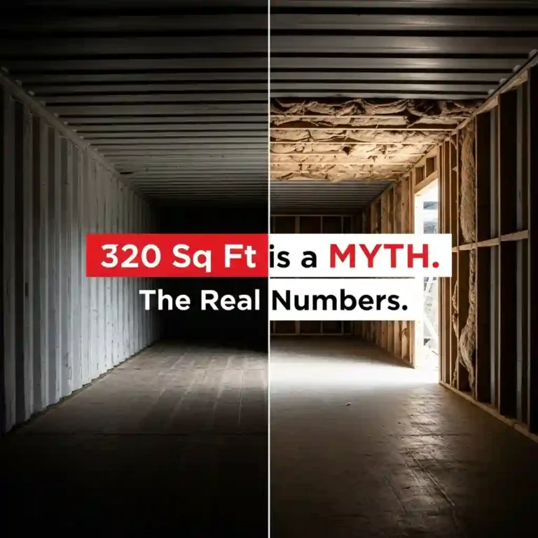 40 foot container square footage comparison diagram showing high cube headroom advantage