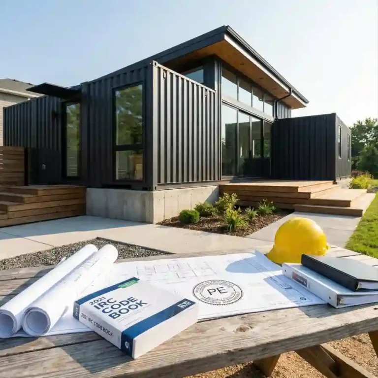IRC compliant container homes with architectural plans and code documents