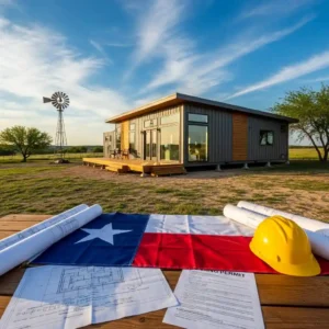 Texas container homes on rural land with construction plans and permits