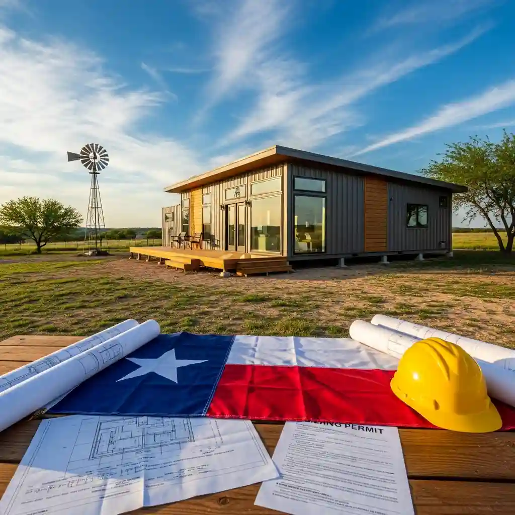 Texas container homes on rural land with construction plans and permits
